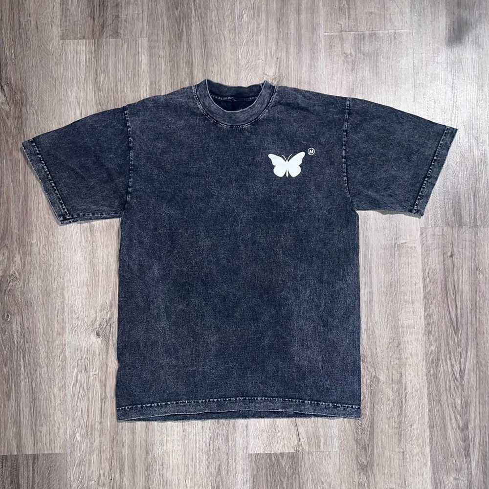 MNFSTO Designer Butterfly Acid Wash T shirt